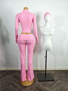 MUYUAN Damen 2-teilige Baumwolle Casual Breath able Lounge wear Set Gestrickte Skinny Fit Hose Tall Girl Friendly <span class=keywords><strong>Plus</strong></span> GRÖSSE JACKET SET - Product Image 6