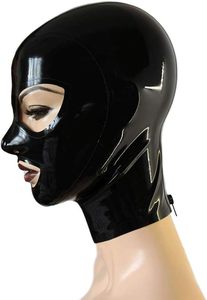 Sexy <strong>Latex</strong> Headgear <strong>Latex</strong> Tight Hoodie Classic <strong>Big</strong> Eyes Open Zipper Fetish Rubber Mask - Product Image 3