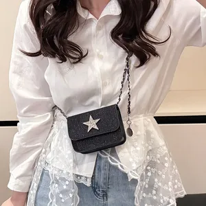 Star Design Women's Small Square Shoulder Bag Y2k Portable Ladies Chain Crossbody Bags Simple Female Handbags Clutch <b>Purse</b> - Product Image 3