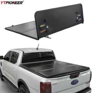 Couverture de lit de baril arrière de camionnette couverture de <span class=keywords><strong>tonneau</strong></span> de coffre <span class=keywords><strong>rigide</strong></span> en aluminium couverture à trois volets pour Ford Ranger T6 T7 T9 - Product Image 1