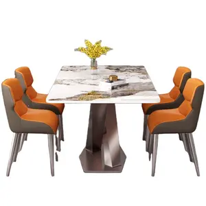 高級モダン英国スタイルクラシック長方形大理石トップダイニングテーブルセット6チェアレストランダイニングルーム家具テーブルと椅子