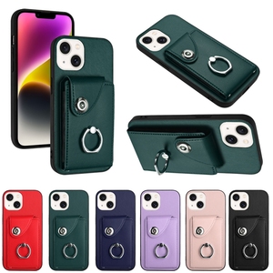 Funda de cuero con soporte y ranura para tarjetas con anillo de sujeción para iPhone 17 Air 16E 16 Plus 15 14 13 Mini 12 11 Pro Max XS XR 8 7 - Product Image 2