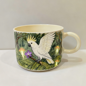 Taza de Cerámica Personalizada Hecha a Mano con Diseño Europeo Pintado a Mano, Apta para Lavavajillas, con Patrón de Foto de Cockatoo - Product Image 3
