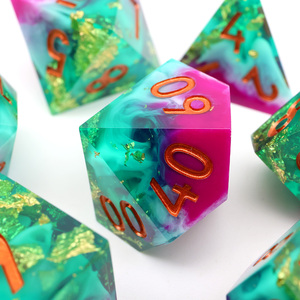 مجموعة كاملة من 7 قطع من نرد الراتينج DND للأبراج المحصنة والتنينات ألعاب الطاولة لعب الأدوار ، لعبة الصوفي الأخضر - Product Image 3