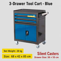 Armoire à outils robuste bleue à plusieurs niveaux, chariot à outils multifonctionnel pour la réparation automobile avec roulettes