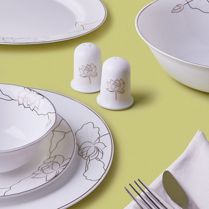 Shulopal <span class=keywords><strong>Set</strong></span> di Stoviglie per 4 Persone, <span class=keywords><strong>18</strong></span> Pezzi in Vetro Opale Temperato con Decorazioni Dorate, <span class=keywords><strong>Set</strong></span> di <span class=keywords><strong>Piatti</strong></span>, Ciotole per Zuppa e Insalata - Product Image 3