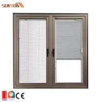 Ventana de aluminio ciega incorporada personalizada, ventanas abatibles de vidrio de doble acristalamiento de aluminio modernas con persianas incorporadas