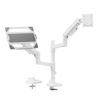 Bras de moniteur double premium LDT81-C024P-ML avec plateau pour ordinateur portable 2 en 1, support de bureau pour écran LCD en aluminium pour ordinateur portable, pour la maison et le bureau