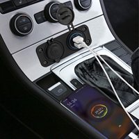 Prise USB double pour voiture avec charge rapide 3.0, chargeur de voiture 12V-24V avec interrupteur tactile, adaptateur allume-cigare