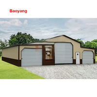 Kit de hangar préfabriqué en acier de style américain moderne personnalisé, structure en poutre H, porte coulissante, panneaux sandwich, garantie 5 ans
