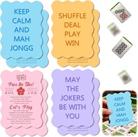 4 Ensembles de Cartes de Mahjong en Plastique Durable, Cartes de Mélangeur de Mahjong, Cartes de Guidage de la Ligne de Placement et Lecteur d'Aide aux Règles