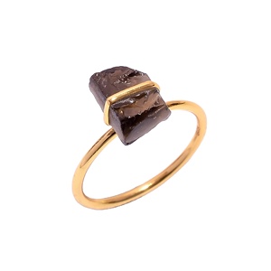 Anillo de cuarzo ahumado para mujer, excelente calidad, joyería de piedras preciosas de Plata de Ley 925, anillo de oro vermeil, exportador - Product Image 1