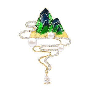 Broche élégante en zircon de luxe, pour costume et manteau, cadeau haut de gamme pour les fêtes, avec un style traditionnel chinois de haute montagne - Product Image 5