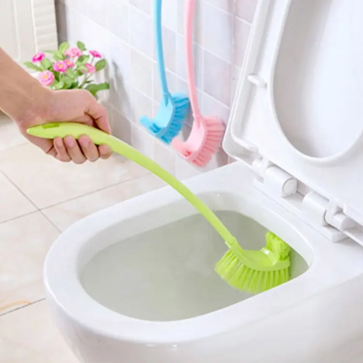 Scopino per wc in plastica rivoluzionario per uso domestico di alta qualità all'ingrosso spazzola in plastica per bagno durevole con manico lungo antiscivolo