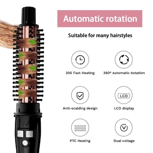 Brosse lisseur bigoudi 2 en 1 à double <span class=keywords><strong>action</strong></span> de qualité supérieure Brosse chaude à rotation rapide et automatique avec double chauffage PTC pour femmes - Product Image 3