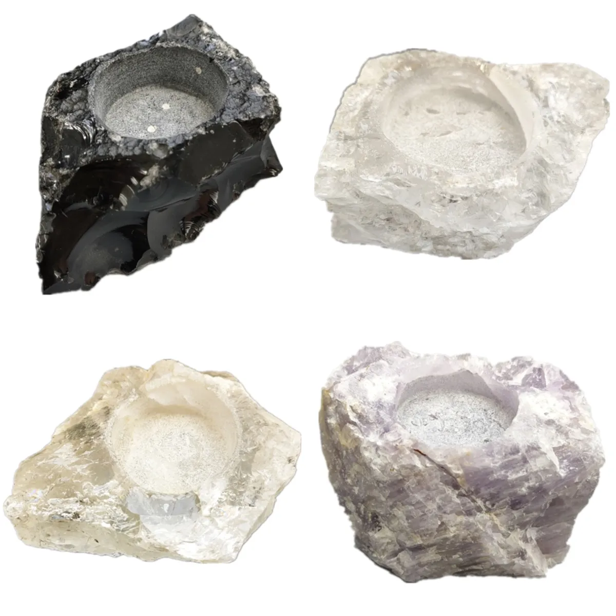 Bougeoir en obsidienne noire en cristal naturel, pierre brute, dispositif à Quartz, diffuseur de lampe à sel en cristal brut, porte-bougie pour les fêtes, 50 pièces