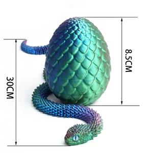 Statuette <span class=keywords><strong>d</strong></span>'œuf <span class=keywords><strong>de</strong></span> serpent arc-en-ciel en plastique imprimé en 3D - Série animaux et dinosaures tendance pour enfants - Product Image 2