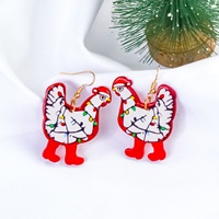 Boucles d'oreilles en résine acrylique lucite pour femme, motif animal de dessin animé, Père Noël, canne à sucre, boîte cadeau, décoration de fête de Noël mignonne