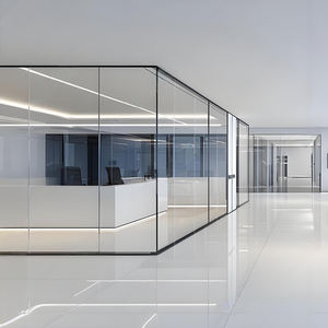 맞춤형 프레임리스 유리 파티션 시스템 알루미늄 프로파일 프레임 투명 강화 유리 패널 현대 오피스 디자인 솔루션 - Product Image 1