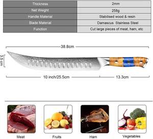 <span class=keywords><strong>Cuchillo</strong></span> de Damasco personalizado GHP de 10 pulgadas, cortador de jamón de pan antiadherente largo de alta calidad, <span class=keywords><strong>cuchillo</strong></span> rebanador de falda de hoja afilada para herramienta de cocina - Product Image 3