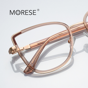 MORESE 3131 Lady Metal TR90 Marcos de anteojos Pantalla de computadora de bloqueo de luz azul con decoración circular - Product Image 2