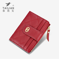 Dompet Kartu Kulit PU Slim Wanita dengan Logo Custom, Warna Candy Modis, Desain Portabel Pendek untuk Pemilik Kartu