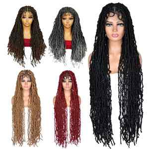 <b>Synthetic</b> Full Lace Transparent Glueless NU Locs <b>Wig</b> Baby Hair 28-36 Inches for Color Long Length Soft Faux Locs Braiding <b>Wig</b> - Product Image 3