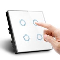 86mm UK Standard Smart Wifi Touch Switch 4Gang 2Way Alexa & Google Home Control 10A Max. Courant 240V Max. Panneau en verre de tension