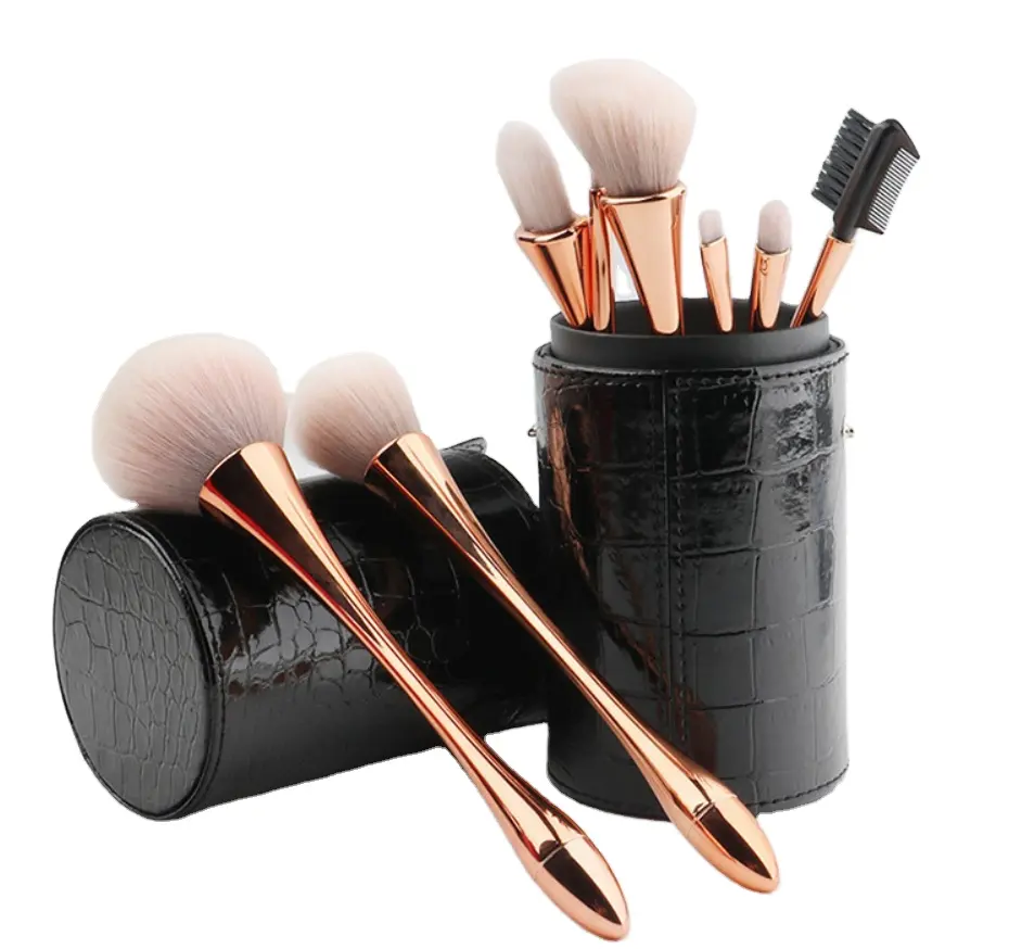 10Pcs High Quality Metallic Synthetic Hair Makeup Brush Set Kit Foundation Cosmetics Powder Glitter Makeup Brushes