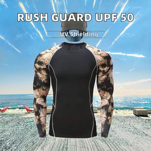 Anti-UV Protection Breathable Unisex Full Sleeve <b>Compression</b> Rashguard <b>Shirts</b> UPF 50 Spandex/Polyester 180g Digital Print - Product Image 2