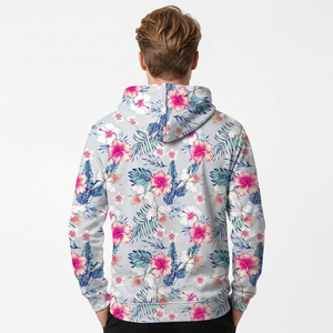 Men <b>Floral</b> Print Hoodie Sublimation Printed Regular Fit Casual Summer Wear Breathable Knitted Polyester Hooded <b>Sweatshirt</b> - Product Image 2