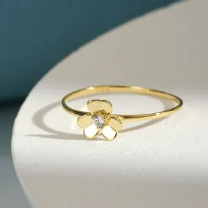 AU750 disesuaikan emas berlian bunga rantai liontin kalung 18k bunga cincin rantai gelang halus anting halus perhiasan set