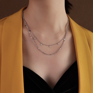 Sexy Jewelry Women Layer Choker <b>Chain</b> Necklace Stainless Steel Custom Charm Diamond Necklace - Product Image 2