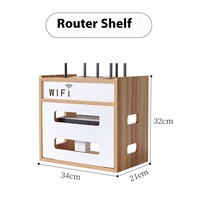 Boîte de rangement moderne pour routeur transfrontalier en aluminium Organisateur de câble de données en PP Support de bande d'alimentation en bois Enrouleur de cordon Décodeur WiFi
