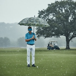 Reflective Stripe Guide Straight Camouflage Golf <b>Umbrella</b> Auto Open Button Oversize Large Disruptive Pattern 190T Pongee - Product Image 6