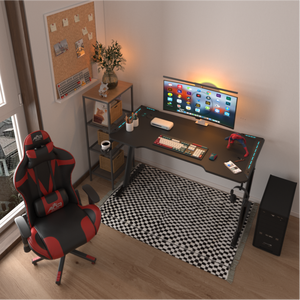 Factory Wholesale LED Gaming <b>Desk</b> Computer Table with Cup Holder <b>Ergonomic</b> Design - Product Image 2