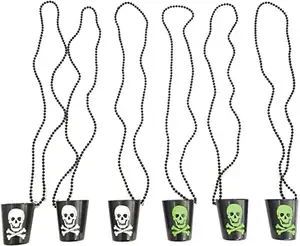 万圣节项链摆件卡通塑料海盗杯串珠链派对节日装饰用品