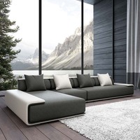 Canapé Modulaire d'Angle Moderne de Luxe en Tissu Velours pour Salon, Sectionnel en Lin avec Fauteuil Inclinable