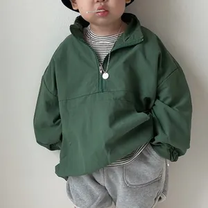 Children's clothing ins new autumn tops for boys green color lightweight windproof jackets for boys