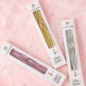 Velas de Aniversário Curvas em Espiral Douradas Coloridas com Caixa de Papel - Product Image 5