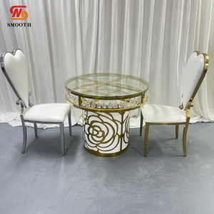 SMOOTH, nuevo diseño, respaldo en forma de corazón, sillas de PU, sillas de Hotel de acero inoxidable dorado y plateado para decoración de bodas - Product Image 3