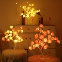 Veilleuse LED Petite Lampe Arbre Fleur de Rose Fleur de Cerisier Atmosphère Colorée Décoration de Chambre Chambre à Coucher IP44 Internet Noël