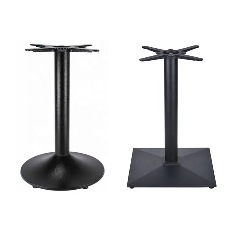 Base de mesa de ferro fundido para móveis, pedestal personalizado, pernas redondas cruzadas em ferro fundido, base de mesa de metal para café e bar