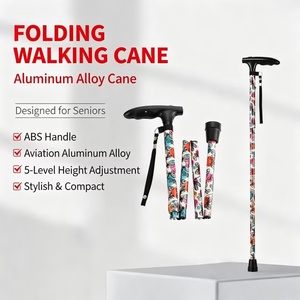 Canne de marche au design innovant avec lumière LED, <span class=keywords><strong>portable</strong></span>, hauteur réglable, ultra-légère, pliable pour les seniors, en aluminium durable - Product Image 1
