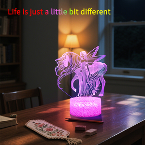 Lampe de table <span class=keywords><strong>licorne</strong></span> créative 3D LED avec télécommande tactile, changement de couleur, piles AAA pour lampe de chevet - Product Image 4