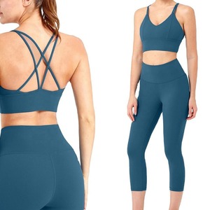 <b>Women</b> Yoga Gym Wear Set Two Piece Sports Bra Long <b>Leggings</b> High Waist Fitness Gym Exercise Activewear Yoga Set - Product Image 4