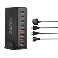 Adaptor Charger GaN Multifungsi Portabel untuk Perjalanan, Ramah Lingkungan, dengan Colokan Dinding US EU UK AU, Stasiun PD QC untuk MacBook iPad