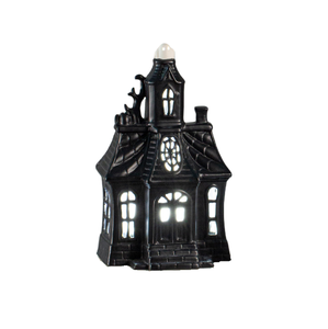 Cerámica Snow Village Halloween Bruja Araña Y Calabaza Brujería Haunt Lit House - Product Image 1