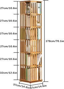 Combohome kệ sách sang trọng hiện đại giá sách bằng tre tròn giá sách đồ nội thất giá sách xoay 360 độ trưng bày - Product Image 2