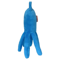 Pieuvre en peluche bleue à six pattes jouet de décoration intérieure avec bouton et sécurité des yeux en polyester animal en peluche de calmar mignon à coudre usine OEM